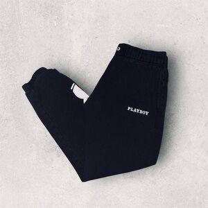 PLAYBOY Men’s Black/White Logo Sweatpants Size M